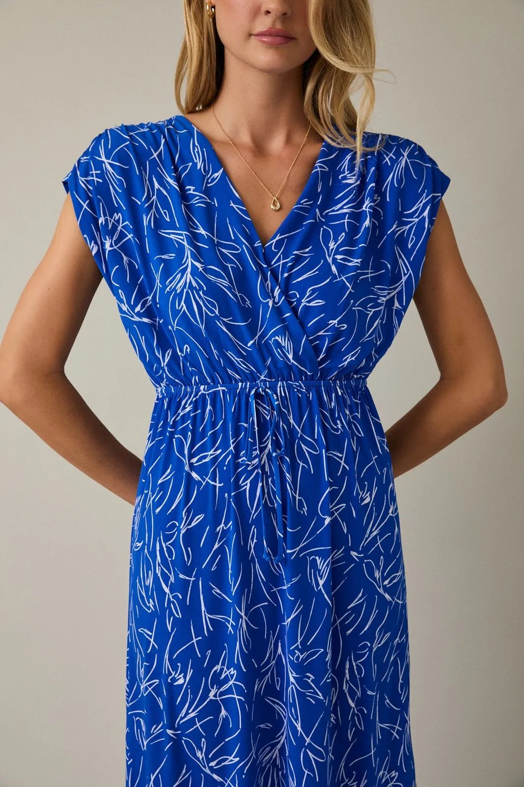 Royal Blue Printed Wrap Maxi Dress sold by Pinkblush product image thumbnail 5