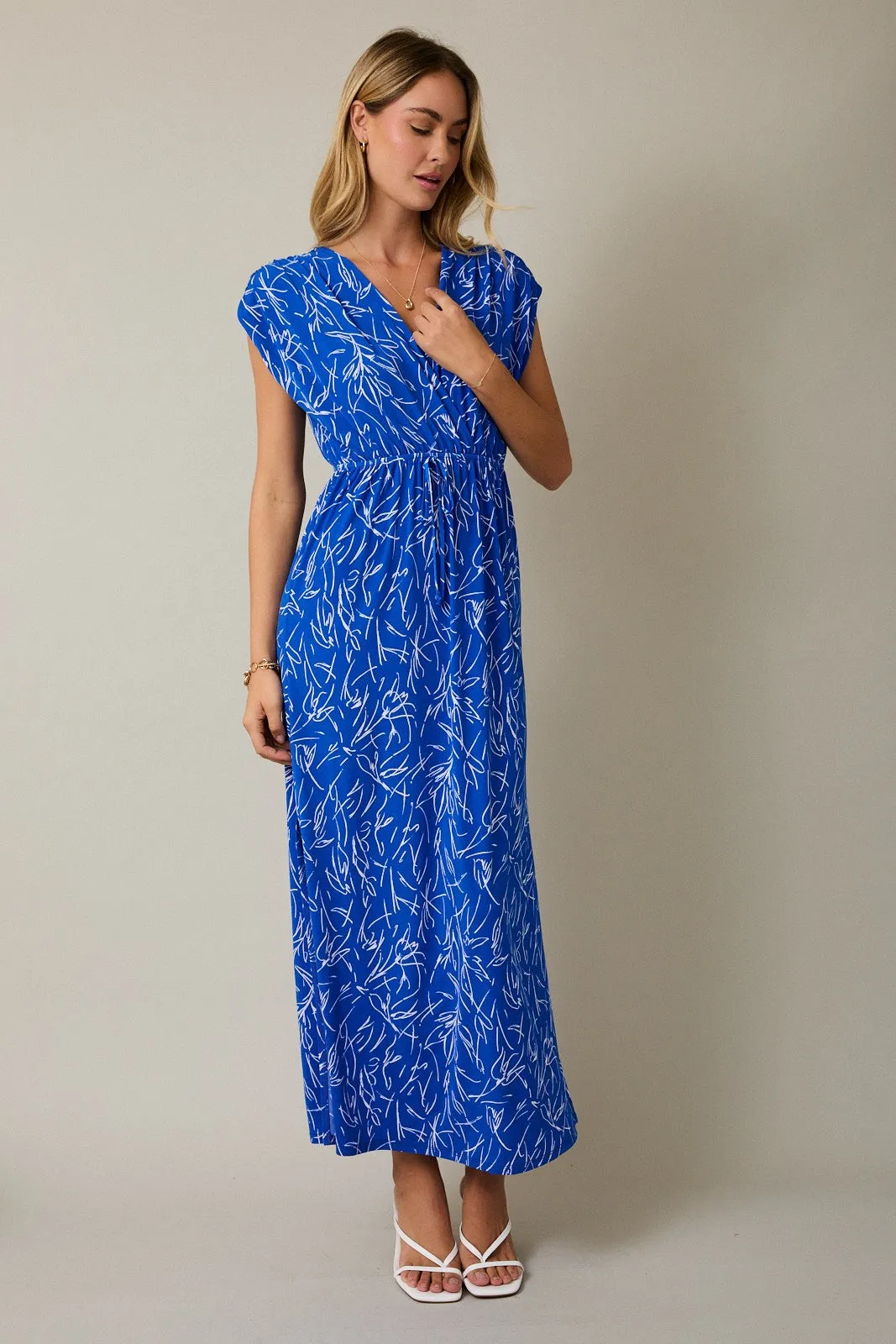 Royal Blue Printed Wrap Maxi Dress sold by Pinkblush product image thumbnail 2