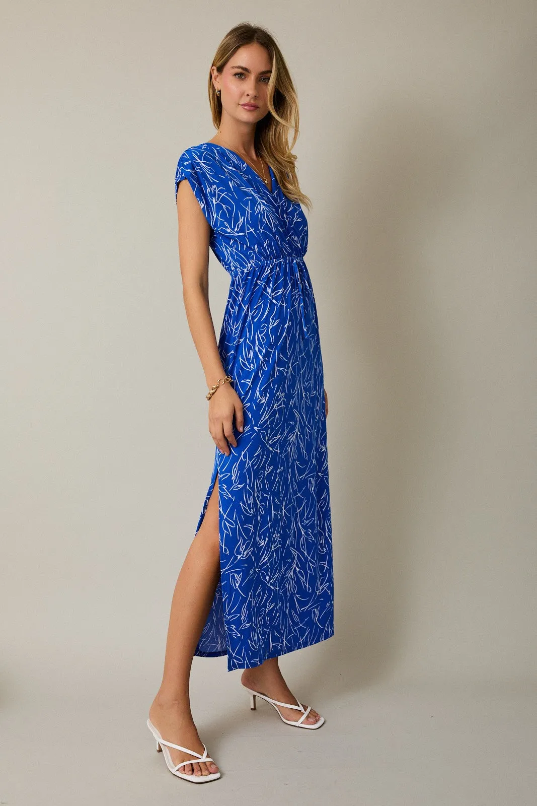 Royal Blue Printed Wrap Maxi Dress sold by Pinkblush product image thumbnail 3
