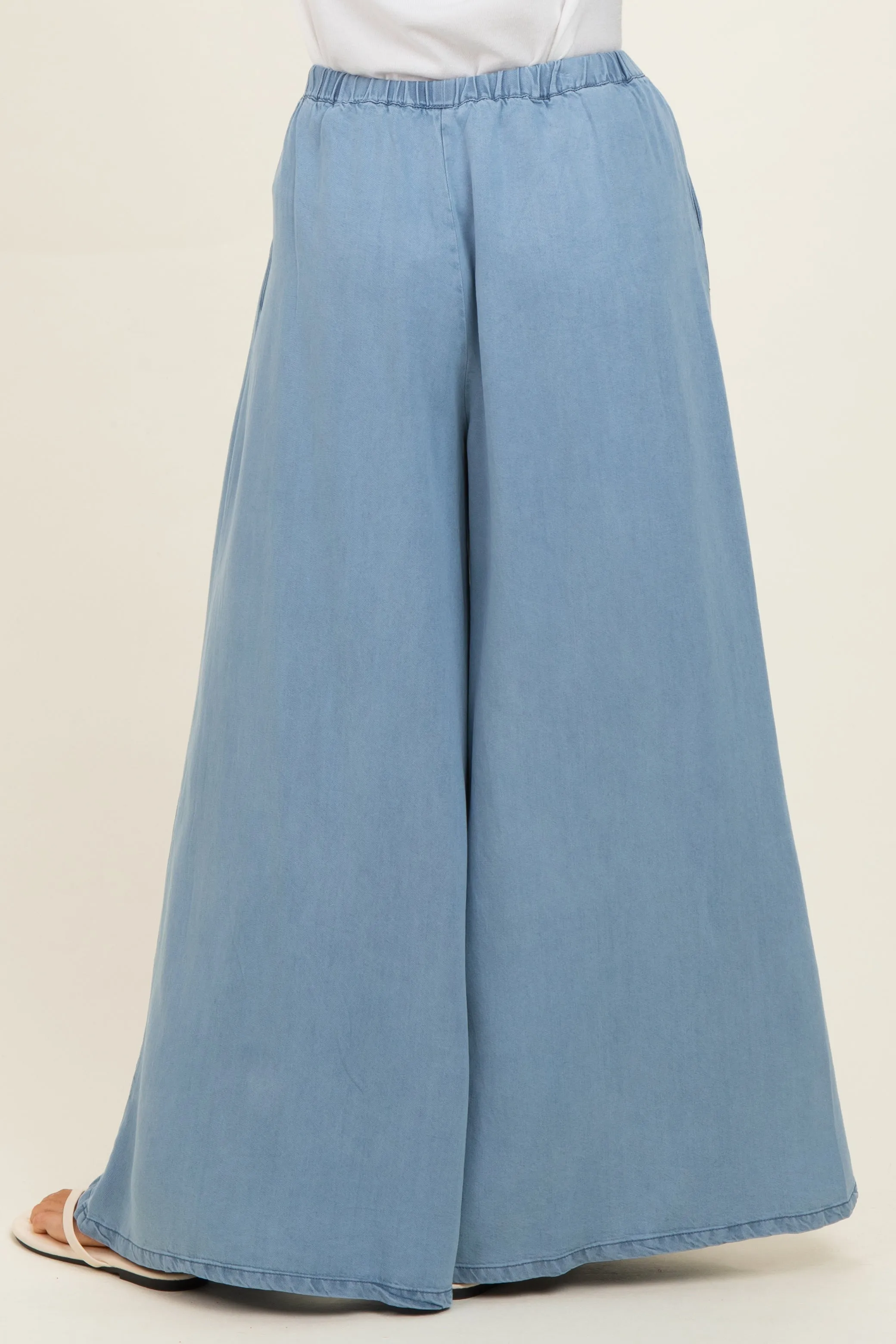 Light Denim Chambray Wide Leg Pants sold by Pinkblush product image thumbnail 4