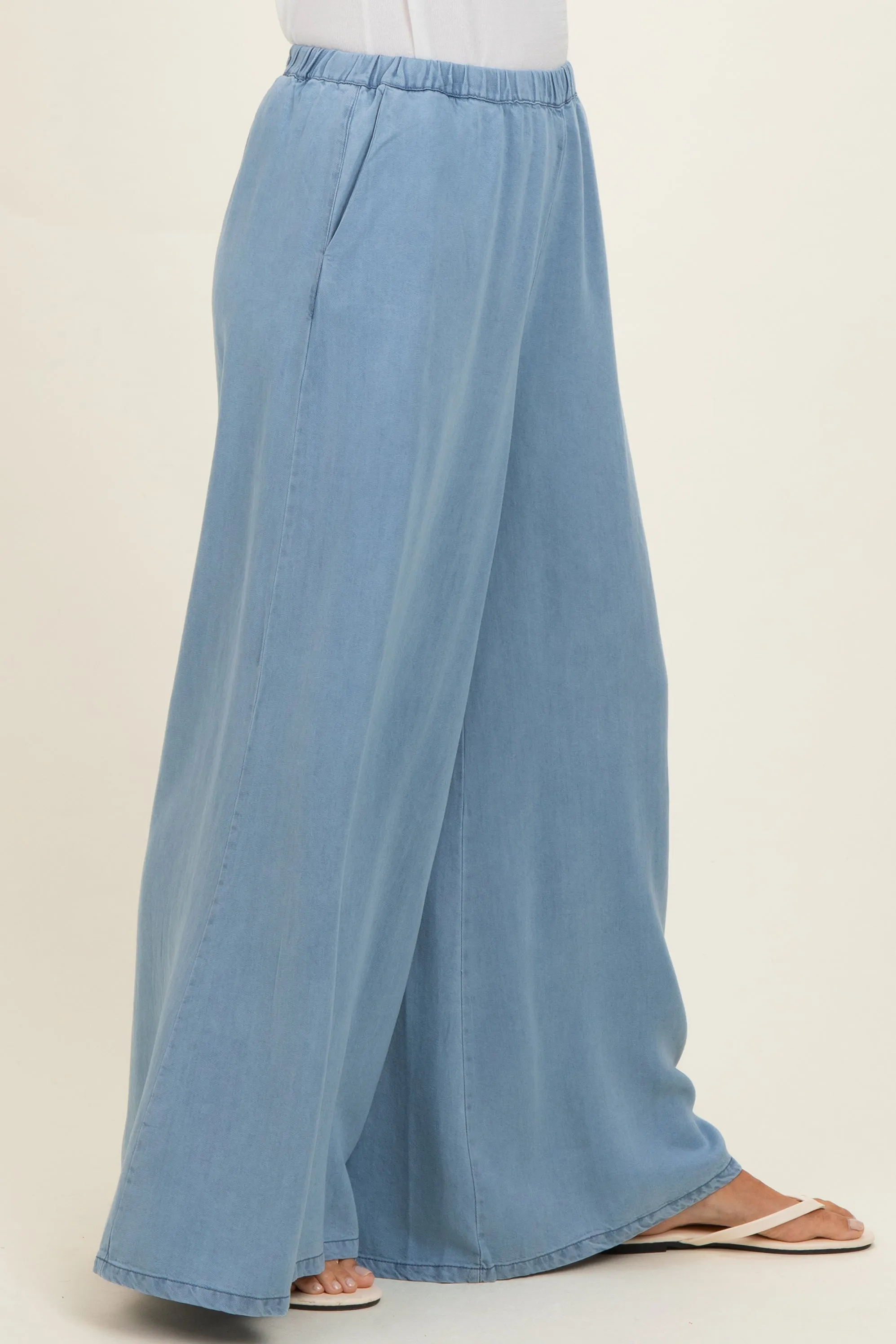 Light Denim Chambray Wide Leg Pants sold by Pinkblush