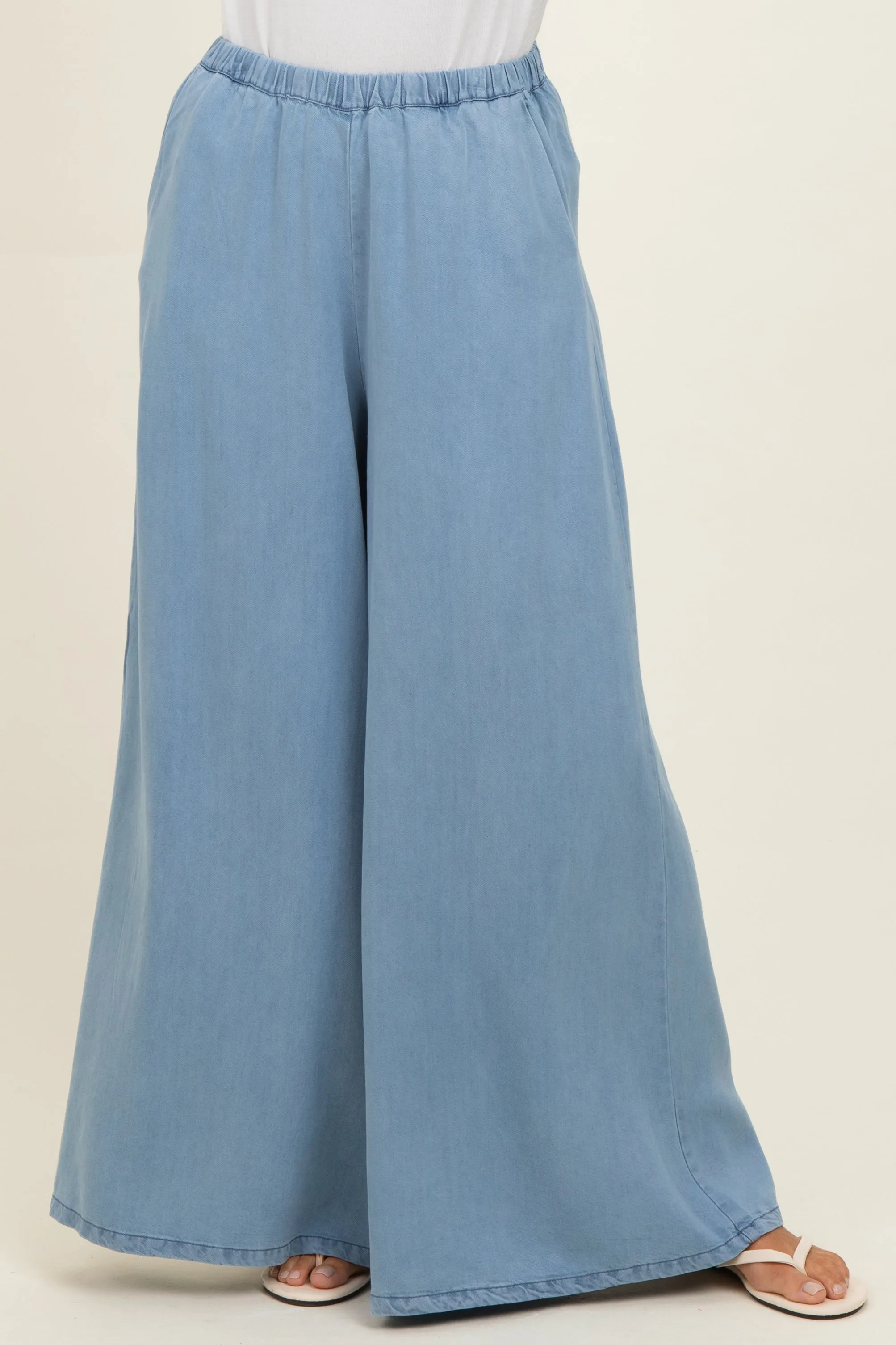 Light Denim Chambray Wide Leg Pants sold by Pinkblush product image thumbnail 2