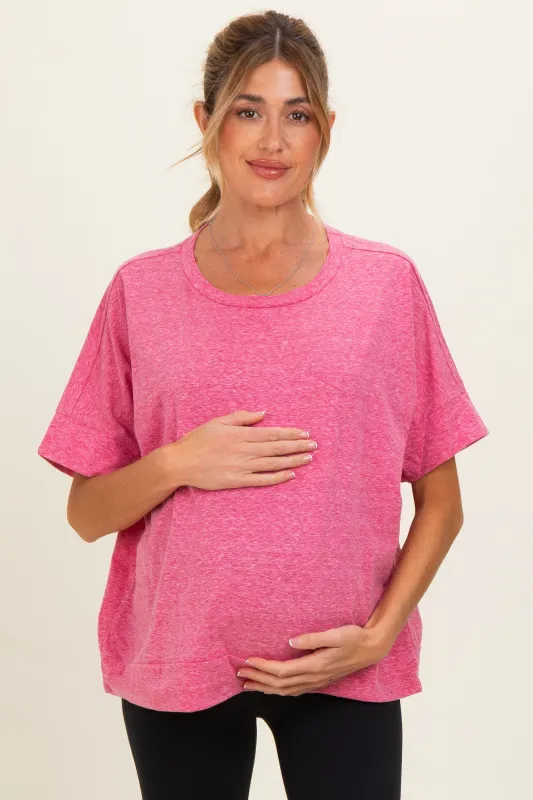 Fuchsia Oversized Maternity Short Sleeve Top made by BiBi