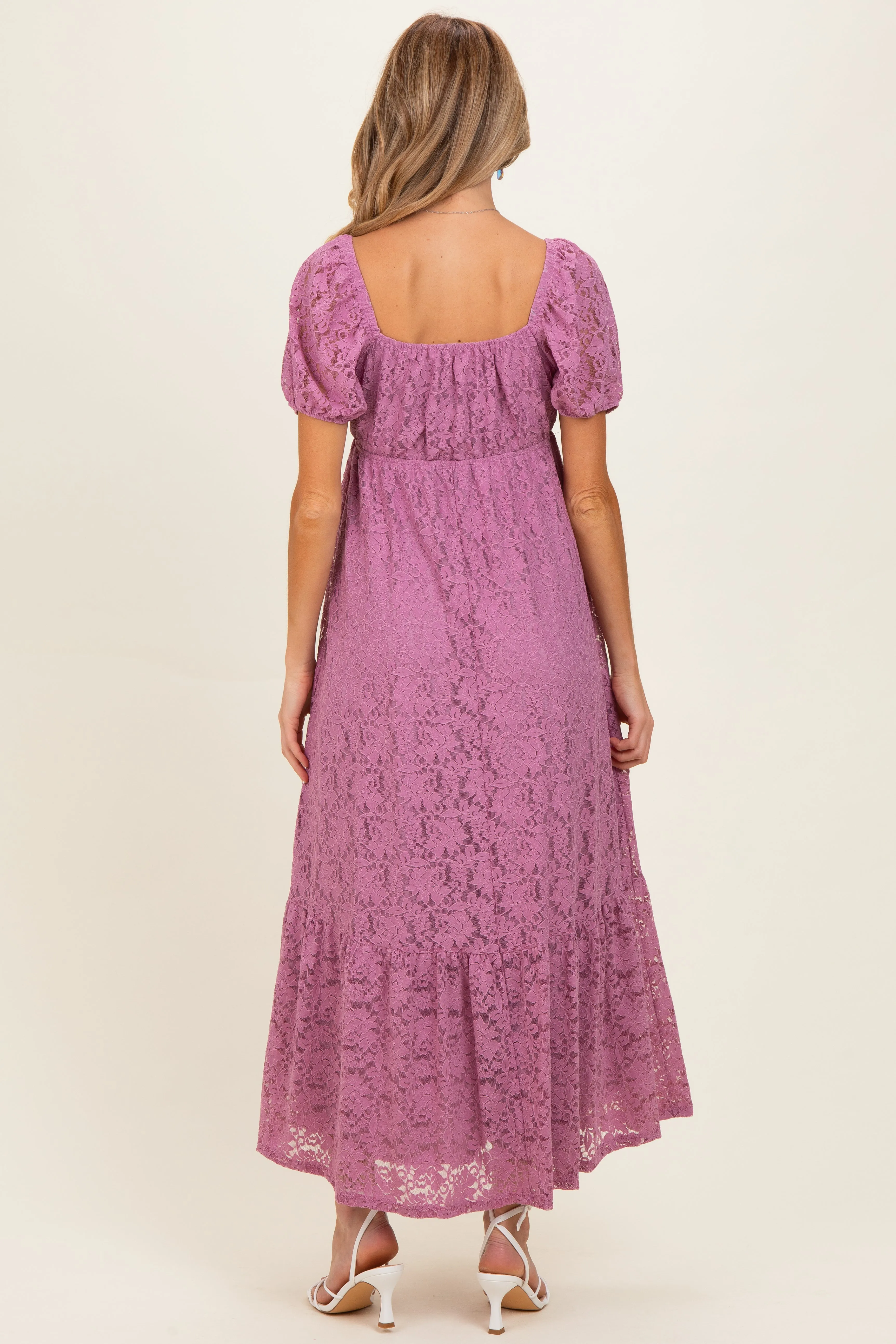 Mauve Lace Maternity Maxi Dress sold by Pinkblush product image thumbnail 3