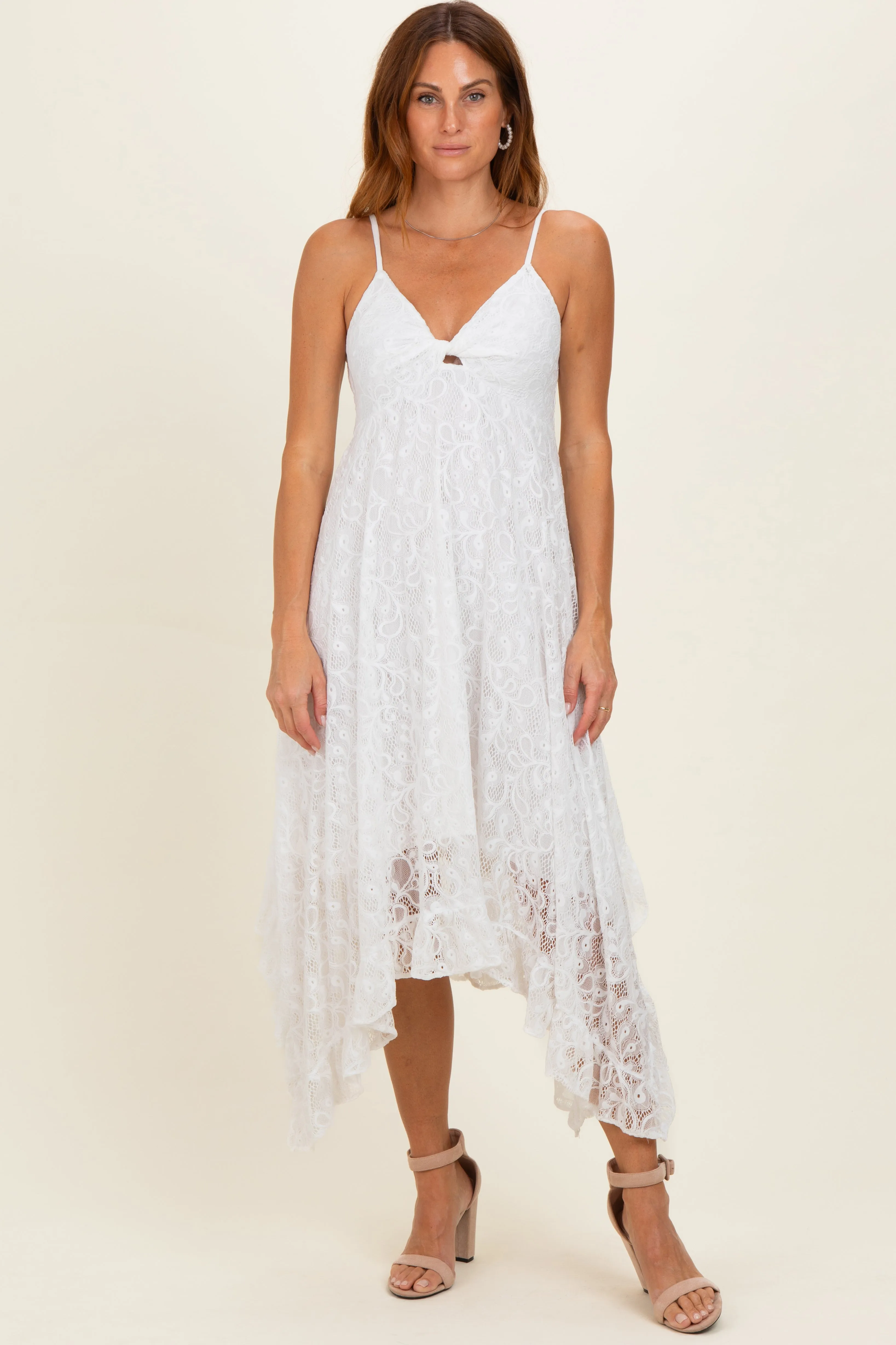 Ivory Twist Front Lace Maternity Maxi Dress sold by Pinkblush product image thumbnail 5
