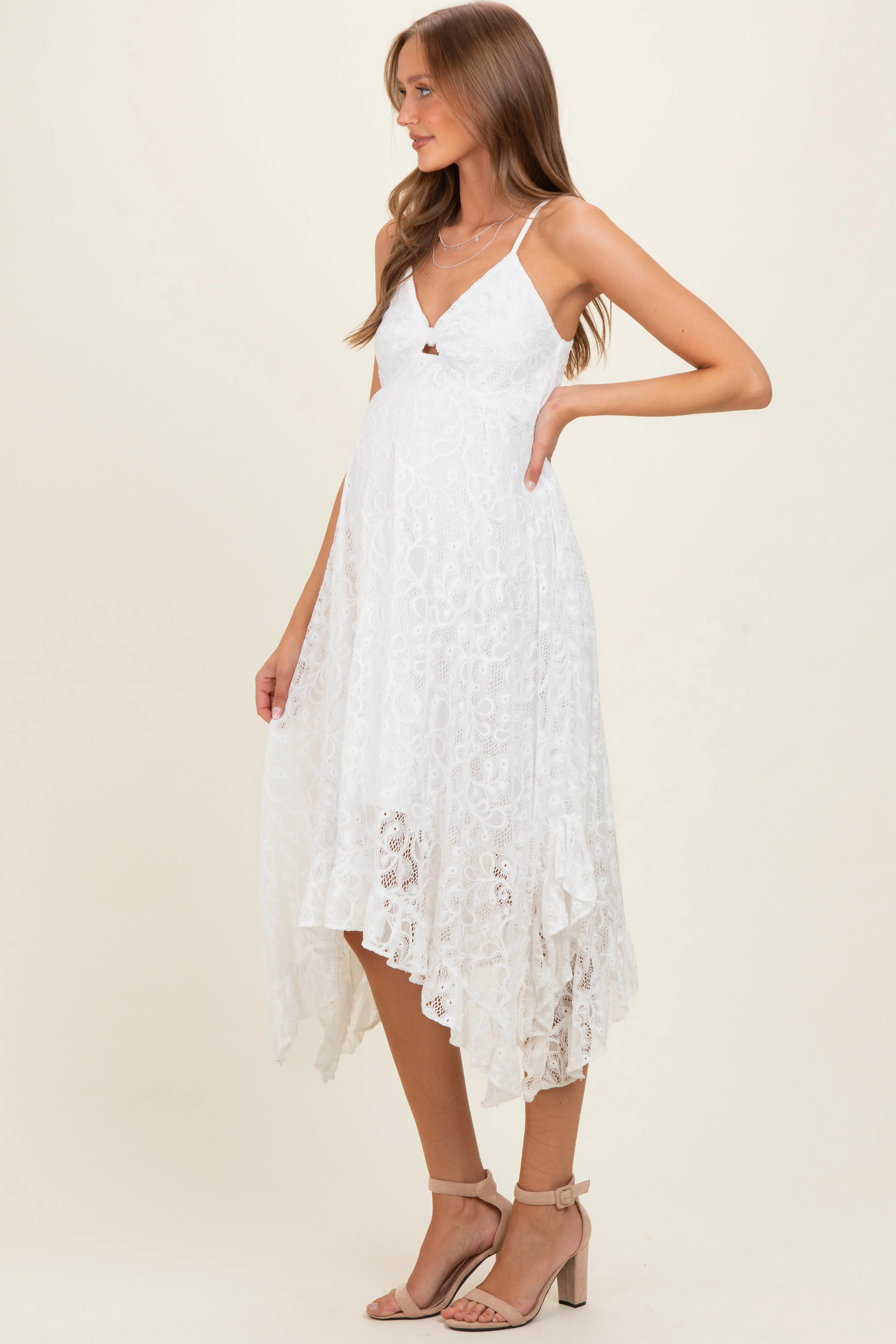 Ivory Twist Front Lace Maternity Maxi Dress sold by Pinkblush product image thumbnail 3