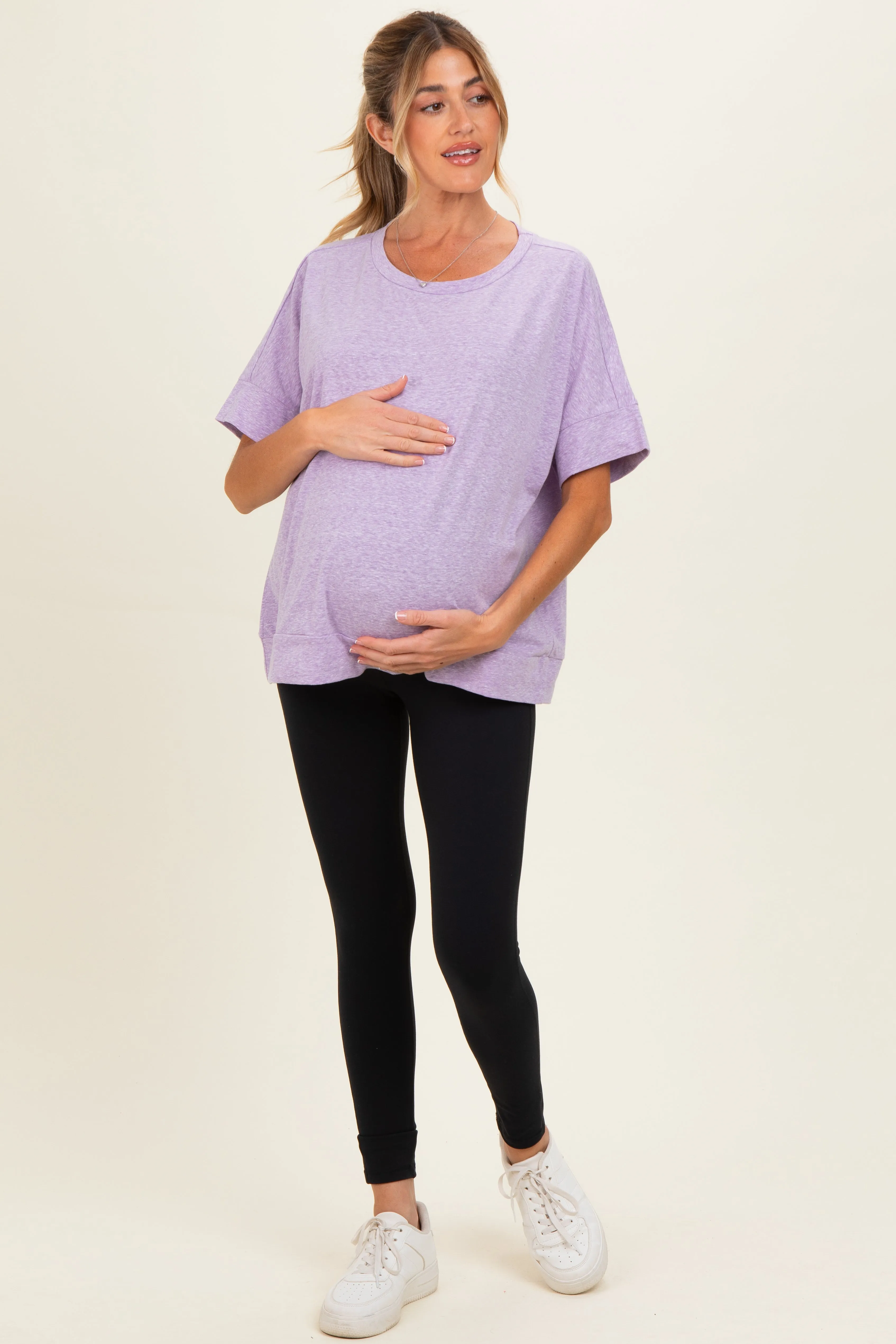 Lavender Oversized Maternity Short Sleeve Top sold by Pinkblush product image thumbnail 2