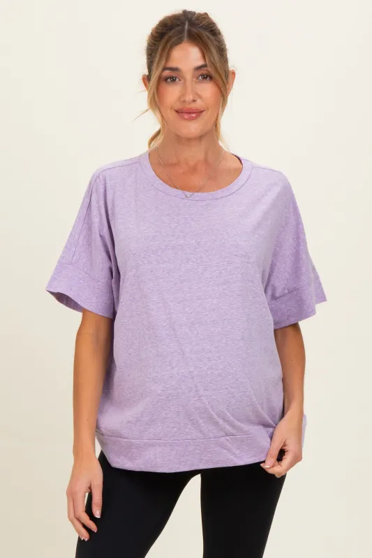 Lavender Oversized Maternity Short Sleeve Top made by BiBi