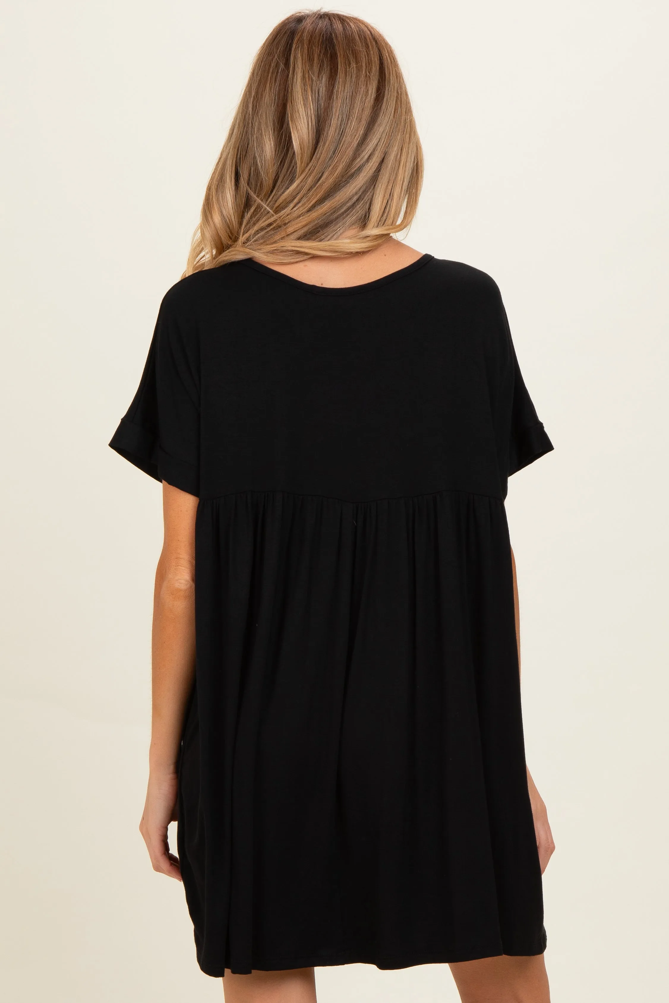 Black V-Neck Basic Maternity Dress sold by Pinkblush product image thumbnail 3
