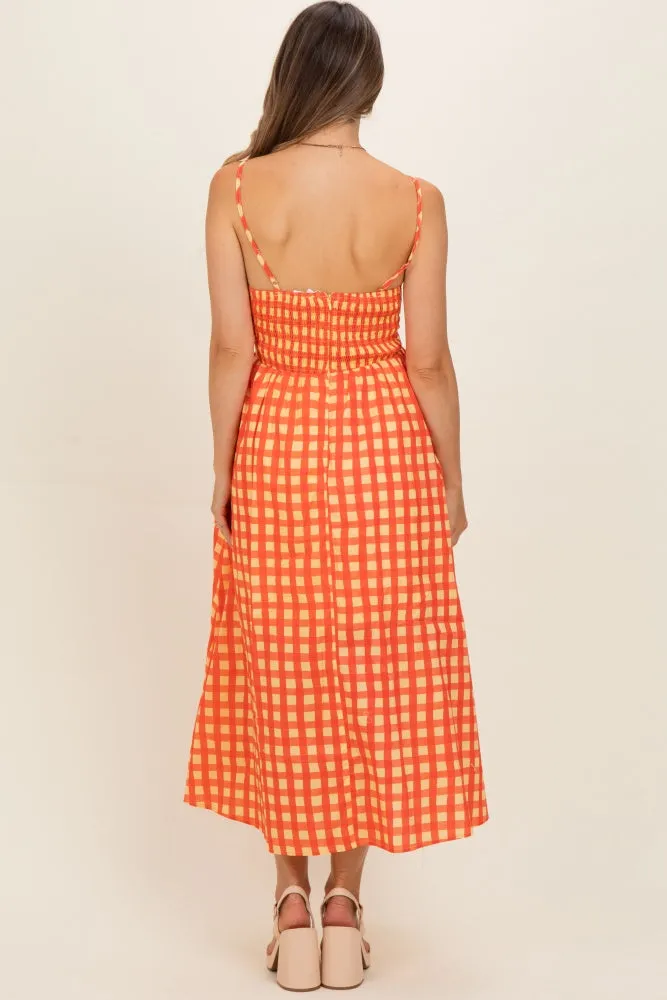 Orange Gingham Maternity Midi Dress sold by Pinkblush product image thumbnail 3
