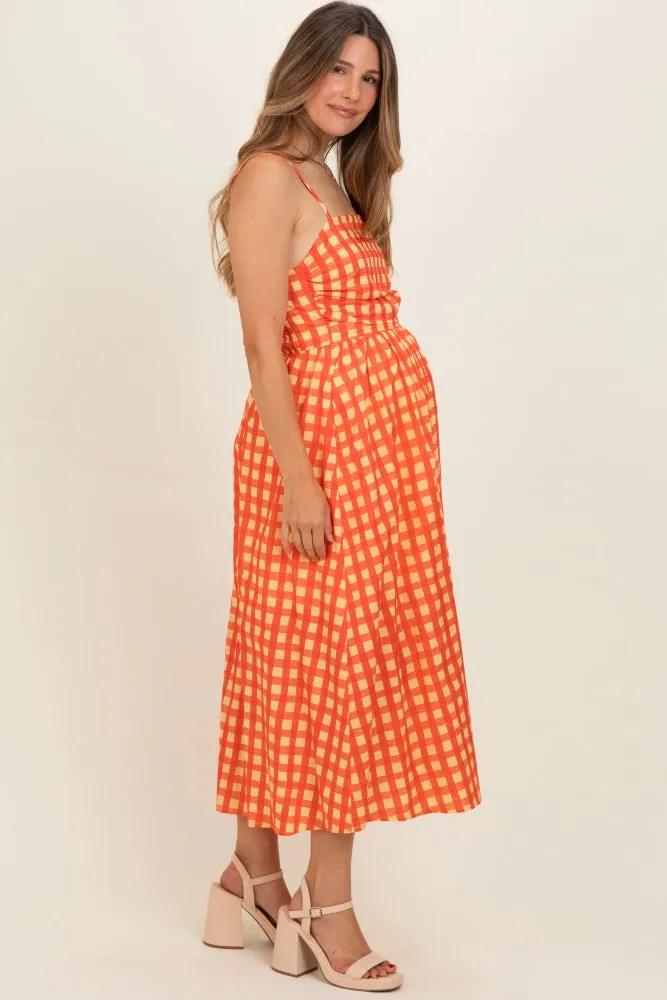 Orange Gingham Maternity Midi Dress sold by Pinkblush product image thumbnail 2