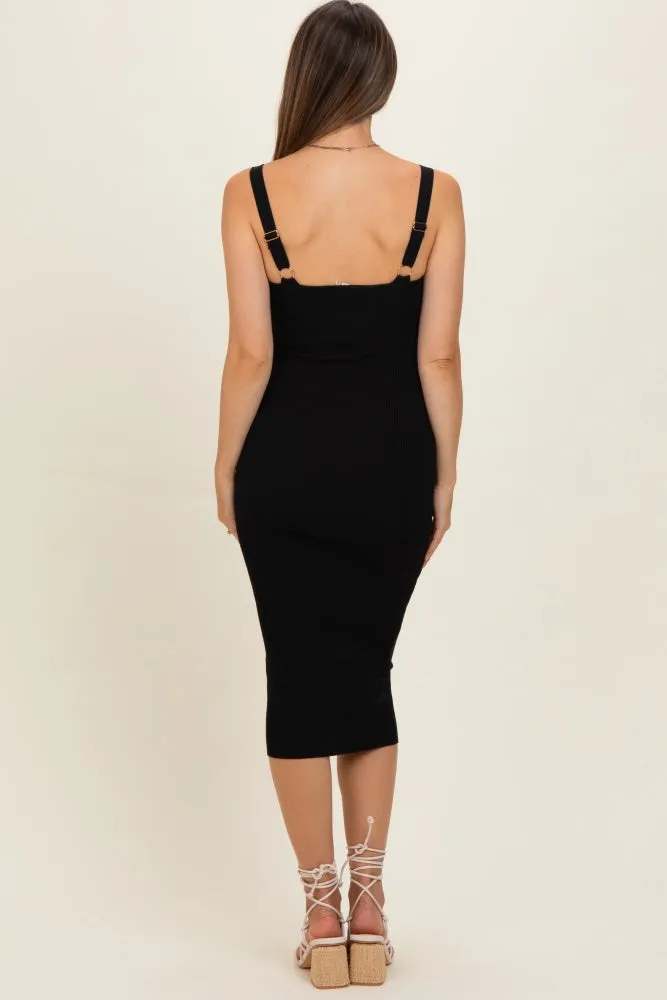 Black Bodycon Maternity Midi Dress sold by Pinkblush product image thumbnail 4