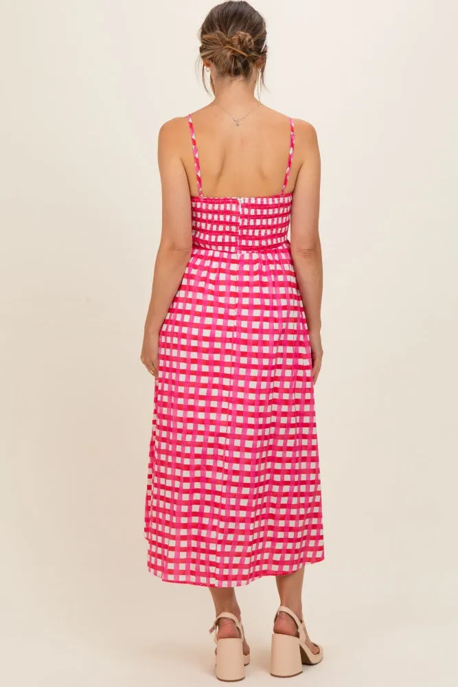 Hot Pink Gingham Maternity Midi Dress sold by Pinkblush product image thumbnail 4