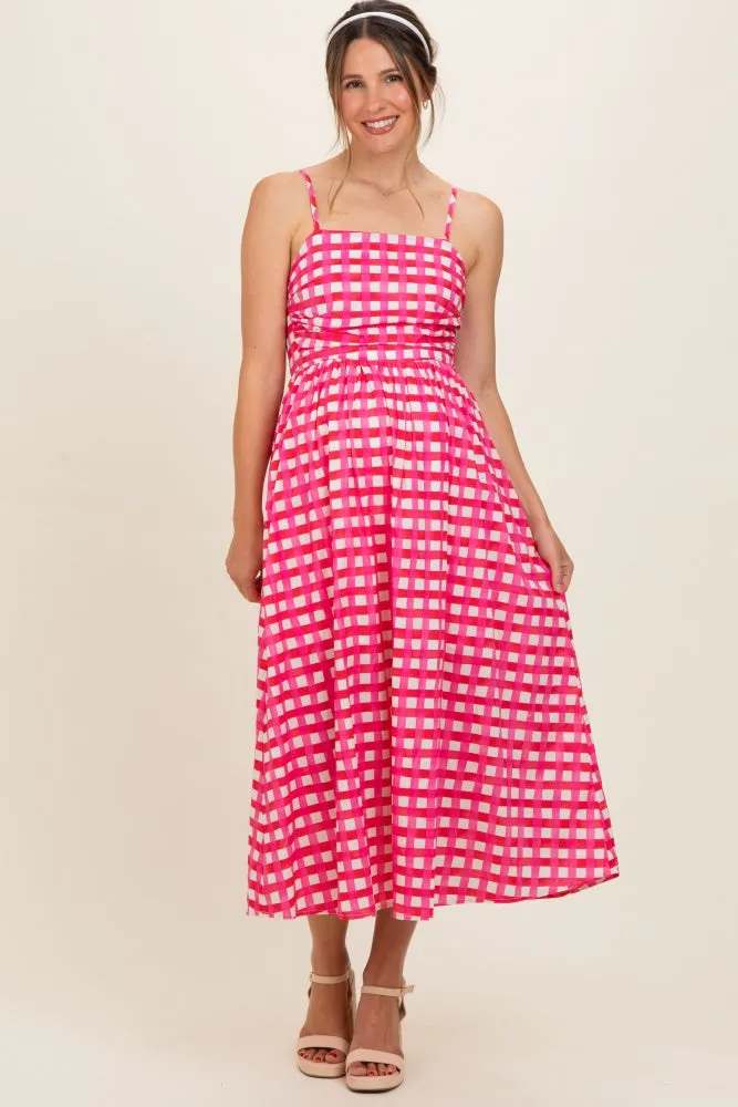 Hot Pink Gingham Maternity Midi Dress sold by Pinkblush product image thumbnail 2
