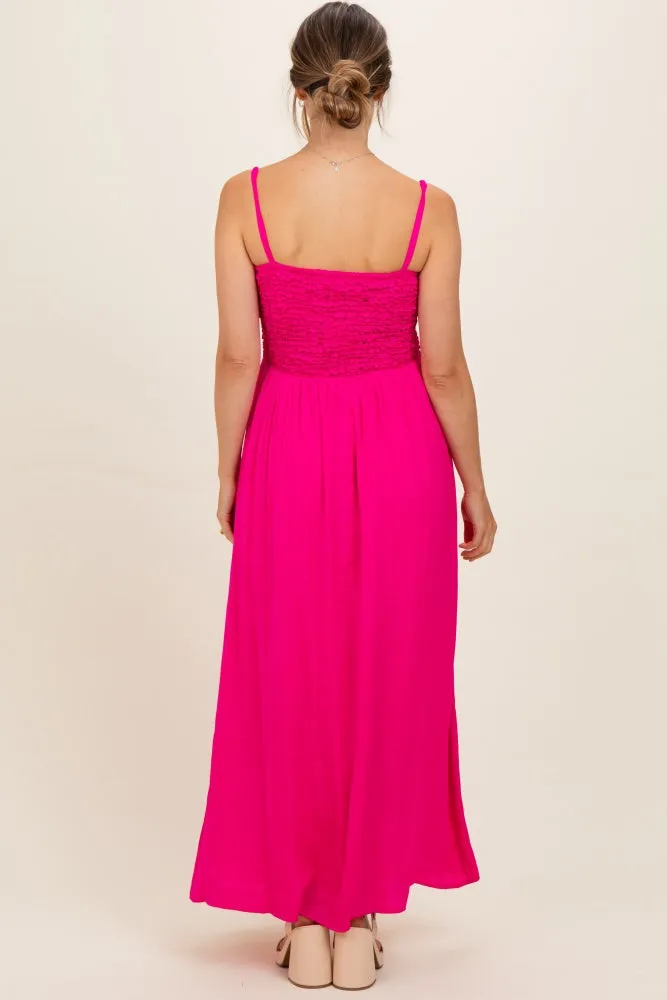 Hot Pink Textured Smocked Maternity Maxi Dress sold by Pinkblush product image thumbnail 3