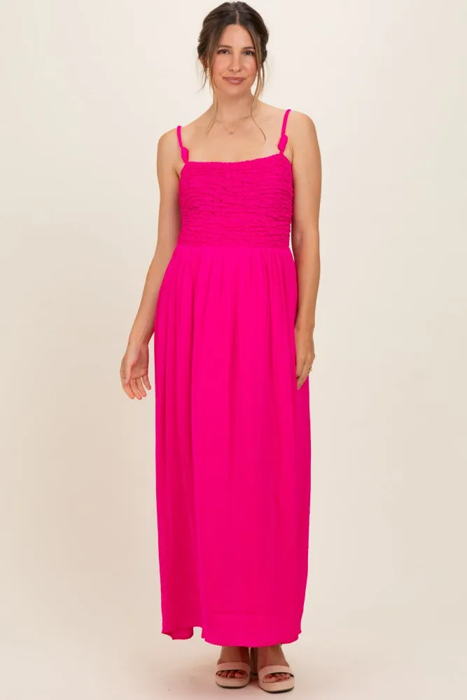 Hot Pink Textured Smocked Maternity Maxi Dress sold by Pinkblush product image thumbnail 2