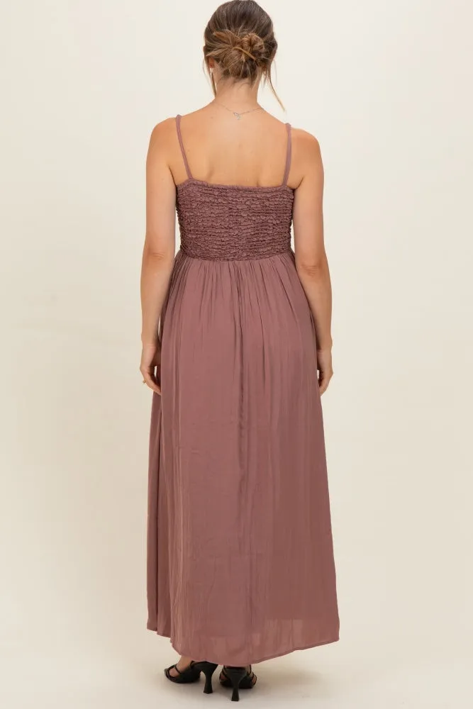 Mauve Textured Smocked Maternity Maxi Dress sold by Pinkblush product image thumbnail 3