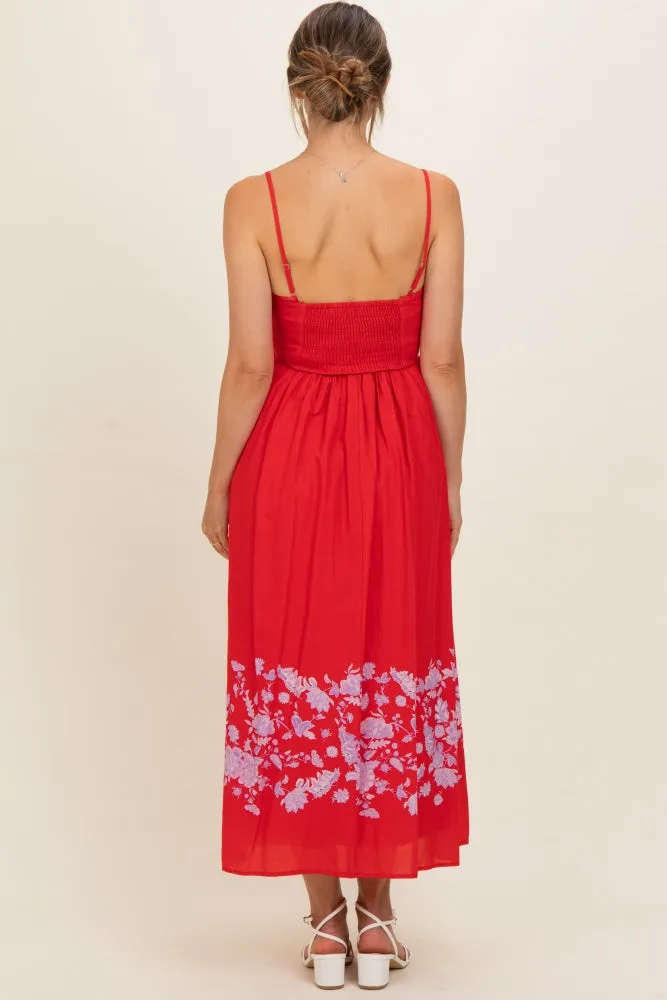 Red Floral Print Maternity Midi Dress sold by Pinkblush product image thumbnail 3