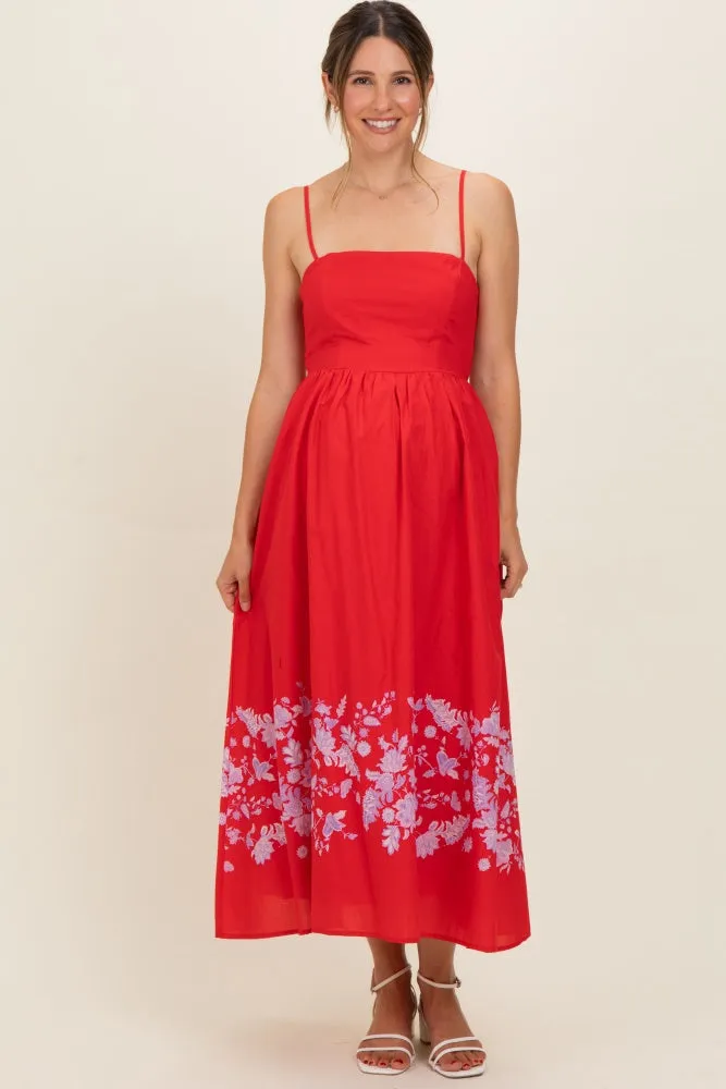 Red Floral Print Maternity Midi Dress sold by Pinkblush