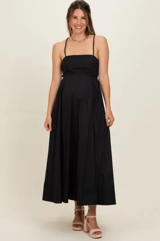 Black Midi Maternity Dress made by Flying Tomato