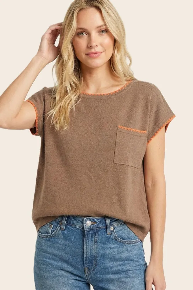 Copper Contrast Stitch Knit Top sold by Pinkblush product image thumbnail 2