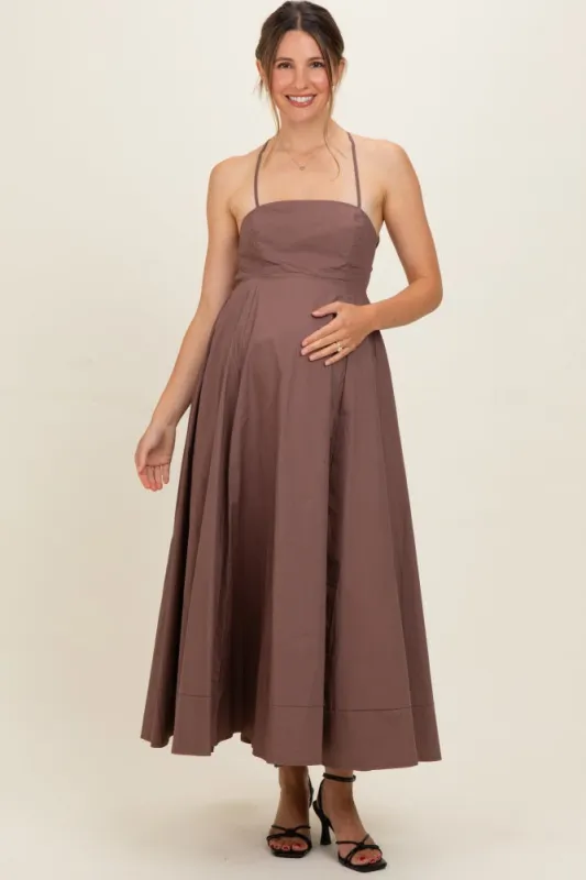 Brown Midi Maternity Dress made by Flying Tomato