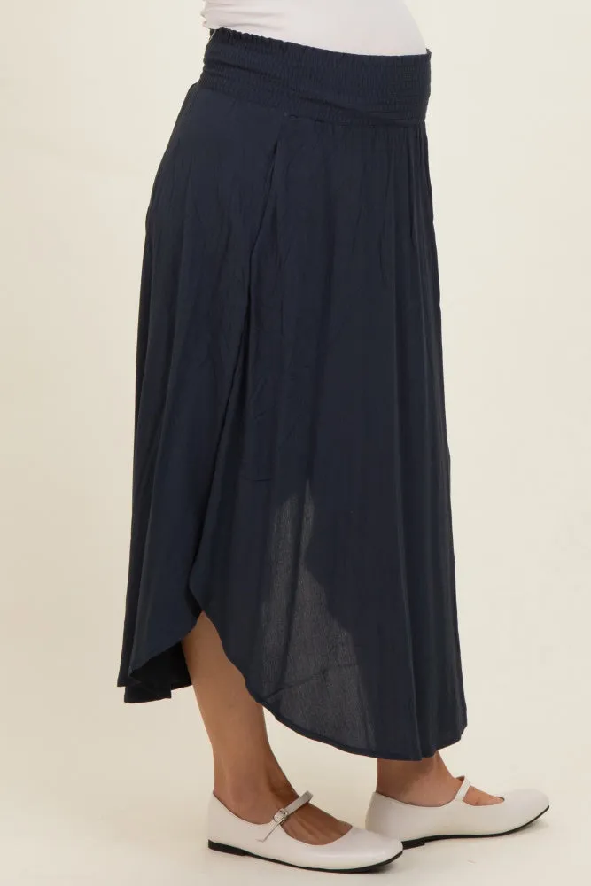 Midnight Smocked Waist Rounded Hem Maternity Skirt sold by Pinkblush product image thumbnail 3