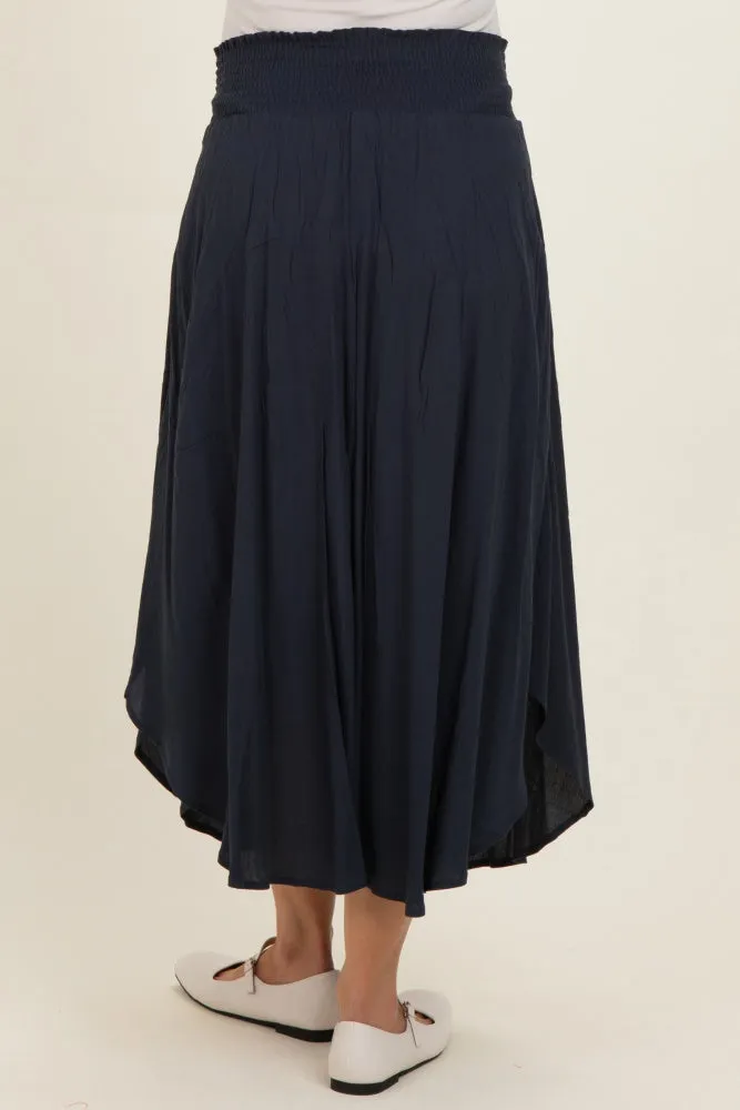 Midnight Smocked Waist Rounded Hem Maternity Skirt sold by Pinkblush product image thumbnail 4