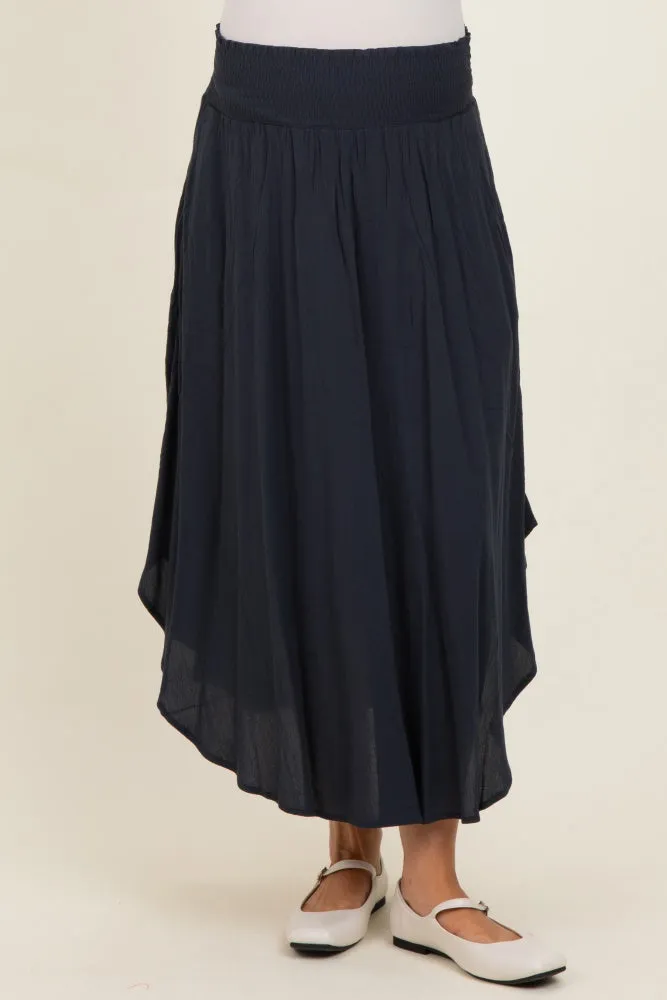 Midnight Smocked Waist Rounded Hem Maternity Skirt sold by Pinkblush product image thumbnail 2