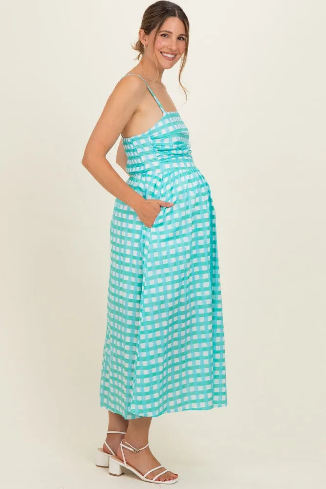 Mint Gingham Maternity Midi Dress sold by Pinkblush product image thumbnail 3