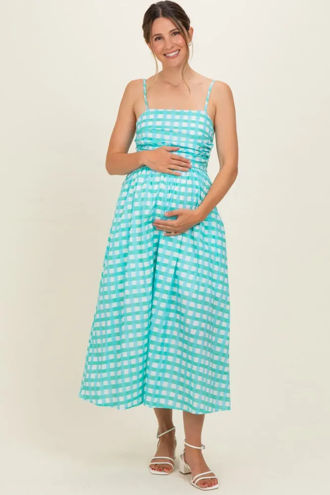 Mint Gingham Maternity Midi Dress sold by Pinkblush product image thumbnail 2