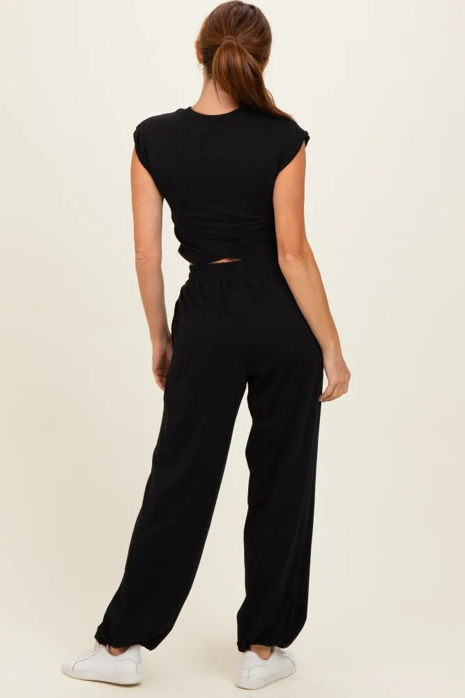 Black Cropped Tank Pant Set sold by Pinkblush product image thumbnail 3