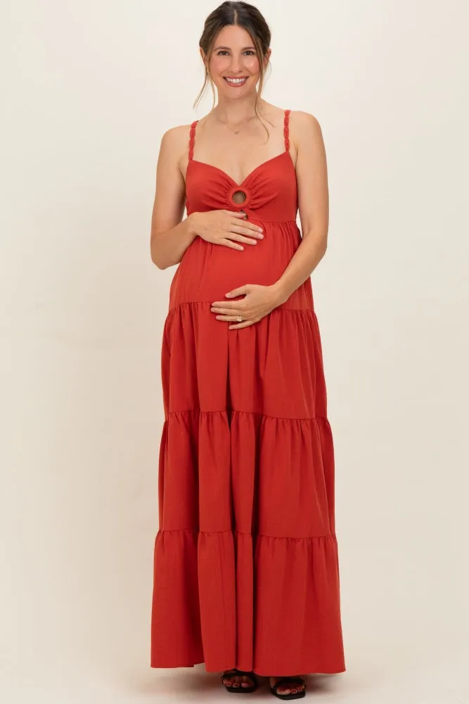 Terracotta Cutout Maternity Maxi Dress sold by Pinkblush product image thumbnail 2