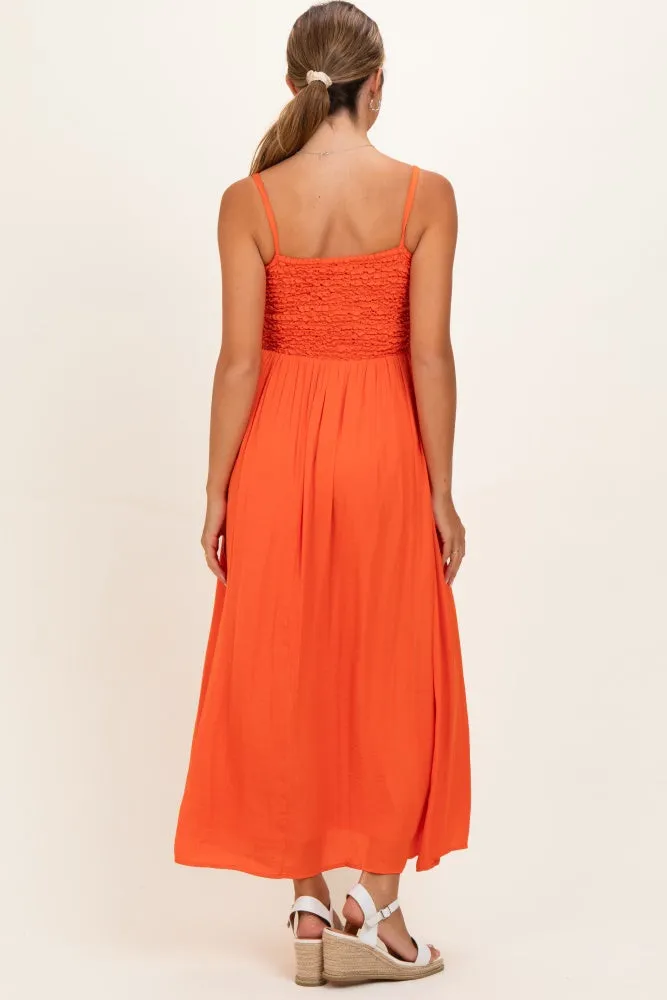 Orange Textured Smocked Maternity Maxi Dress sold by Pinkblush product image thumbnail 3