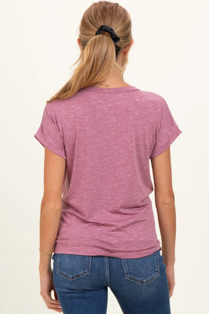 Mauve Slub Knit Maternity V-Neck Top sold by Pinkblush product image thumbnail 3