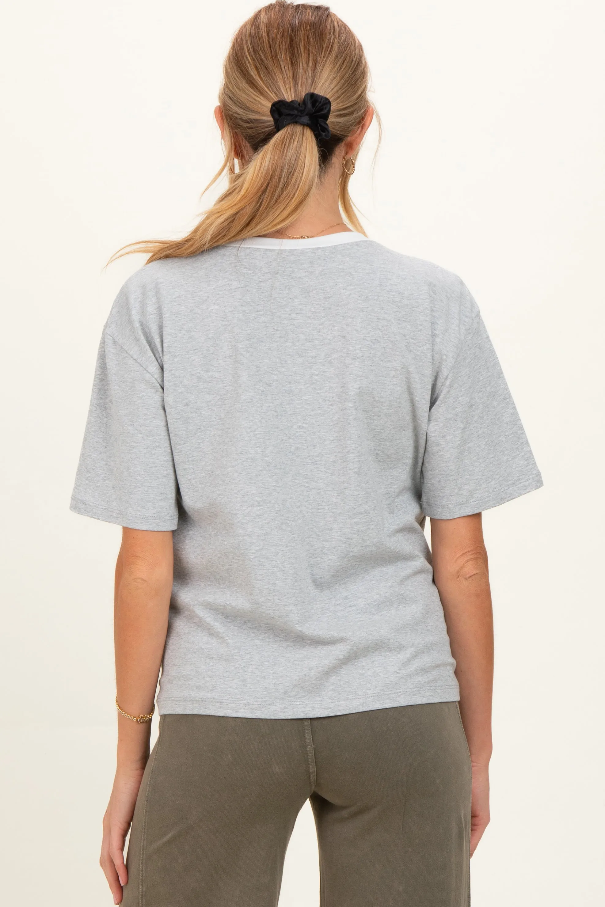 Heather Grey Relaxed Fit Contrast Neckline Maternity Tee sold by Pinkblush product image thumbnail 3