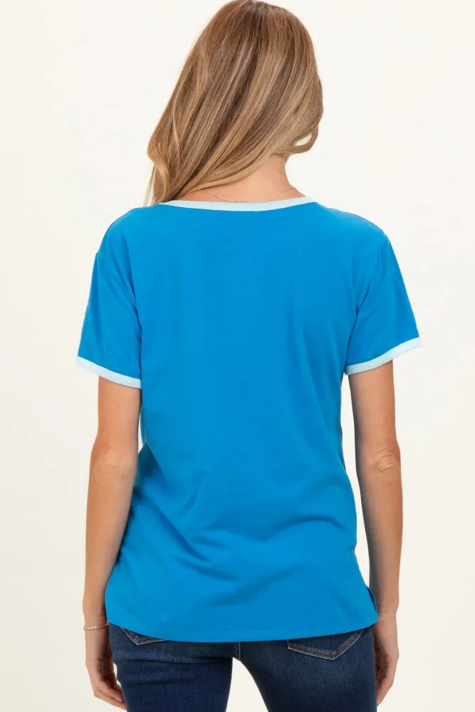 Blue Contrast Trim Boxy Fit Maternity Tee sold by Pinkblush product image thumbnail 4