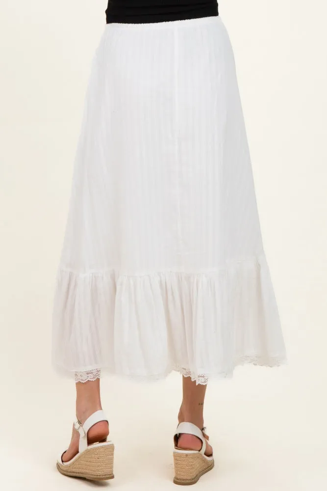 Ivory Striped Lace Trim Maternity Midi Skirt sold by Pinkblush product image thumbnail 5