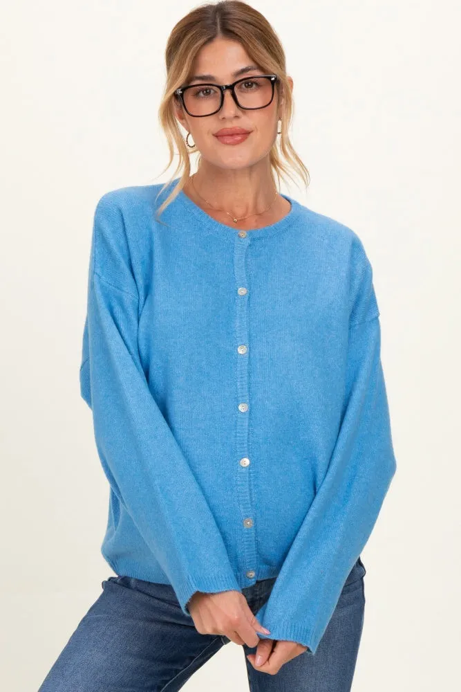 Aqua Classic Crew Neck Maternity Button Cardigan sold by Pinkblush