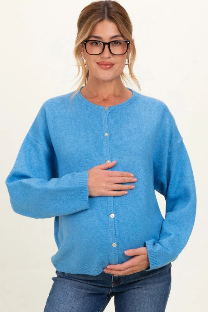 Aqua Classic Crew Neck Maternity Button Cardigan sold by Pinkblush product image thumbnail 2