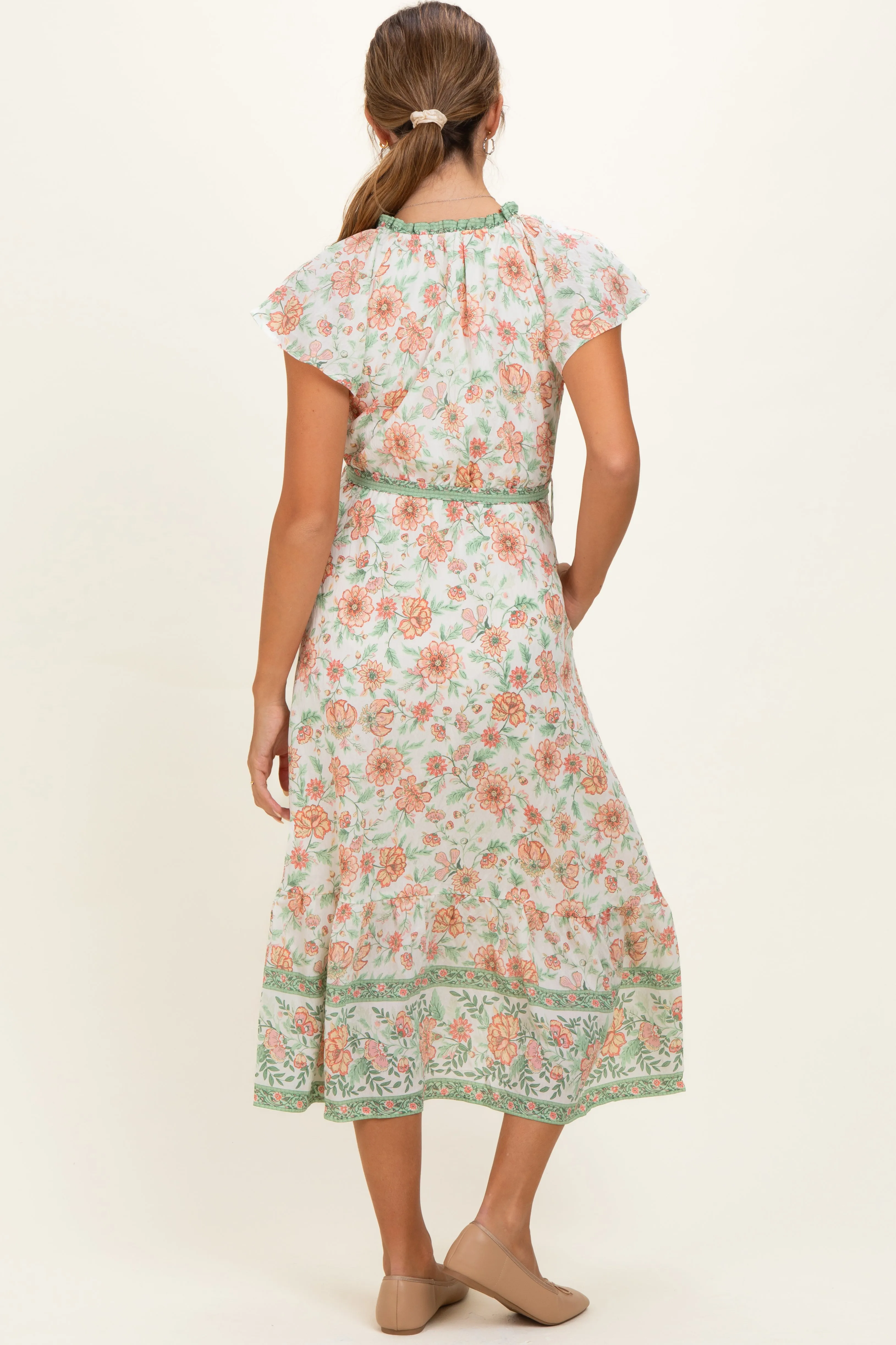 Olive Contrast Floral Maternity Shirt Dress sold by Pinkblush product image thumbnail 3