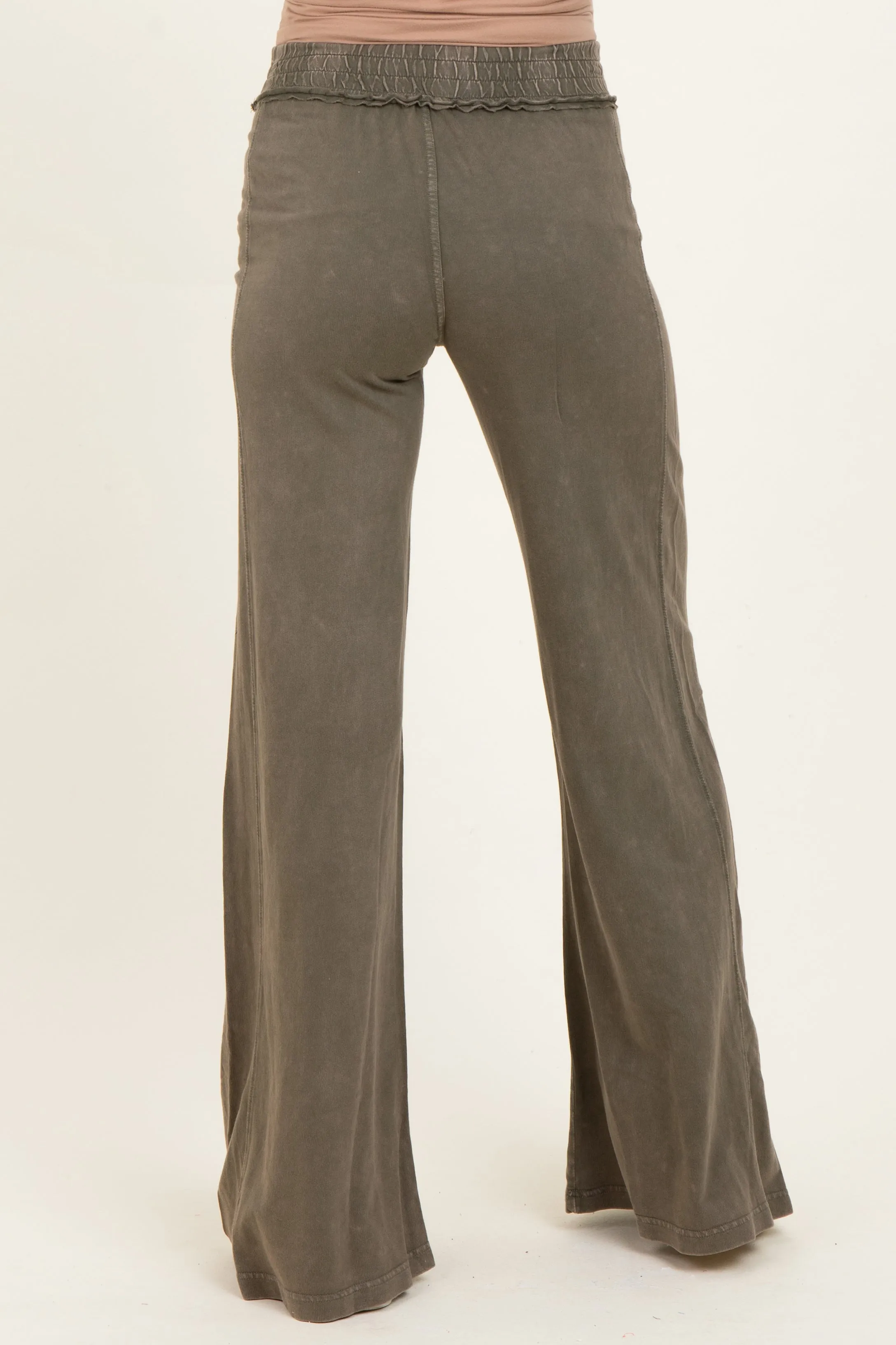 Olive Mineral Wash Wide Leg Maternity Pants sold by Pinkblush product image thumbnail 4