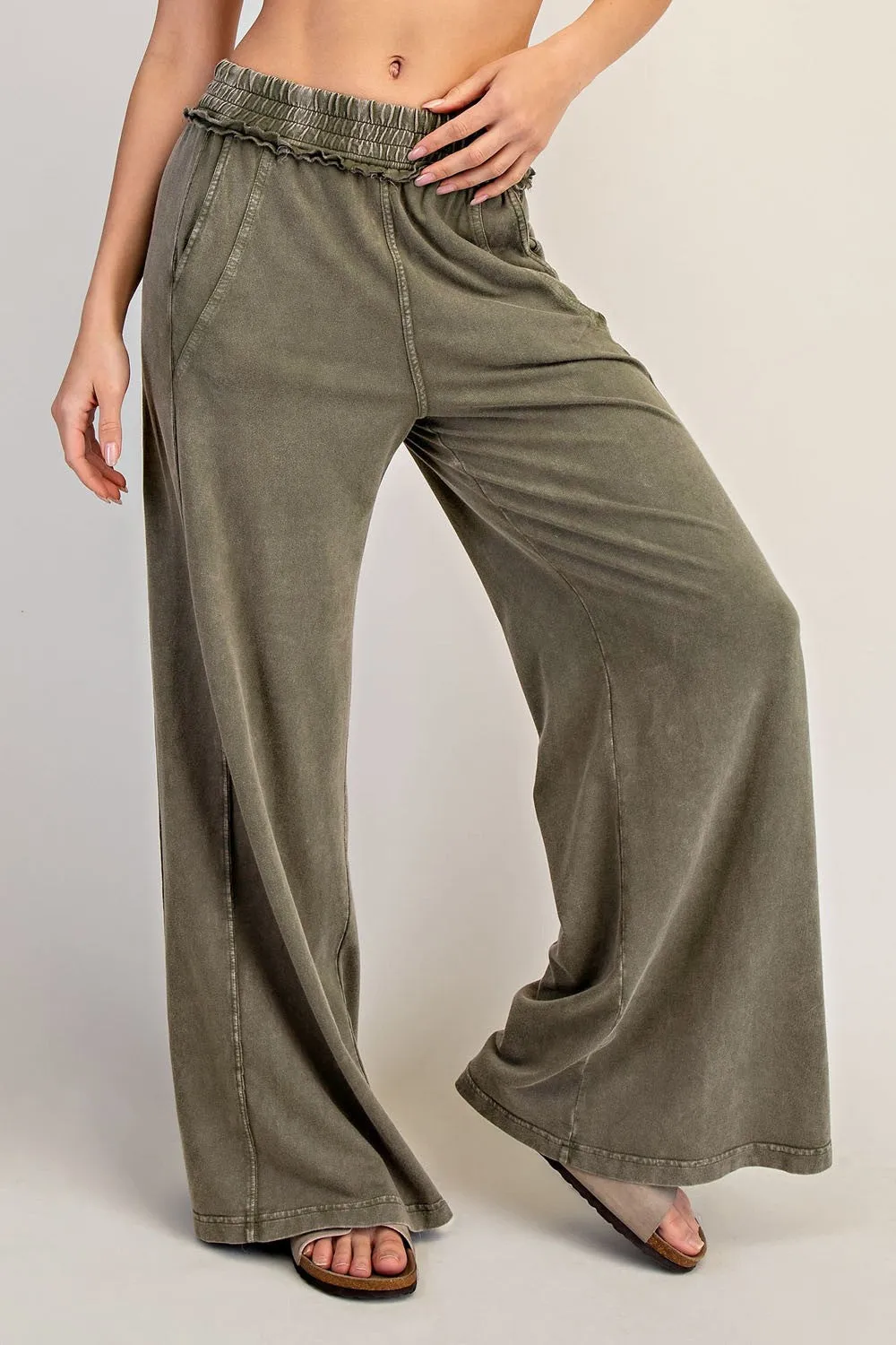 Olive Mineral Wash Wide Leg Maternity Pants sold by Pinkblush product image thumbnail 5