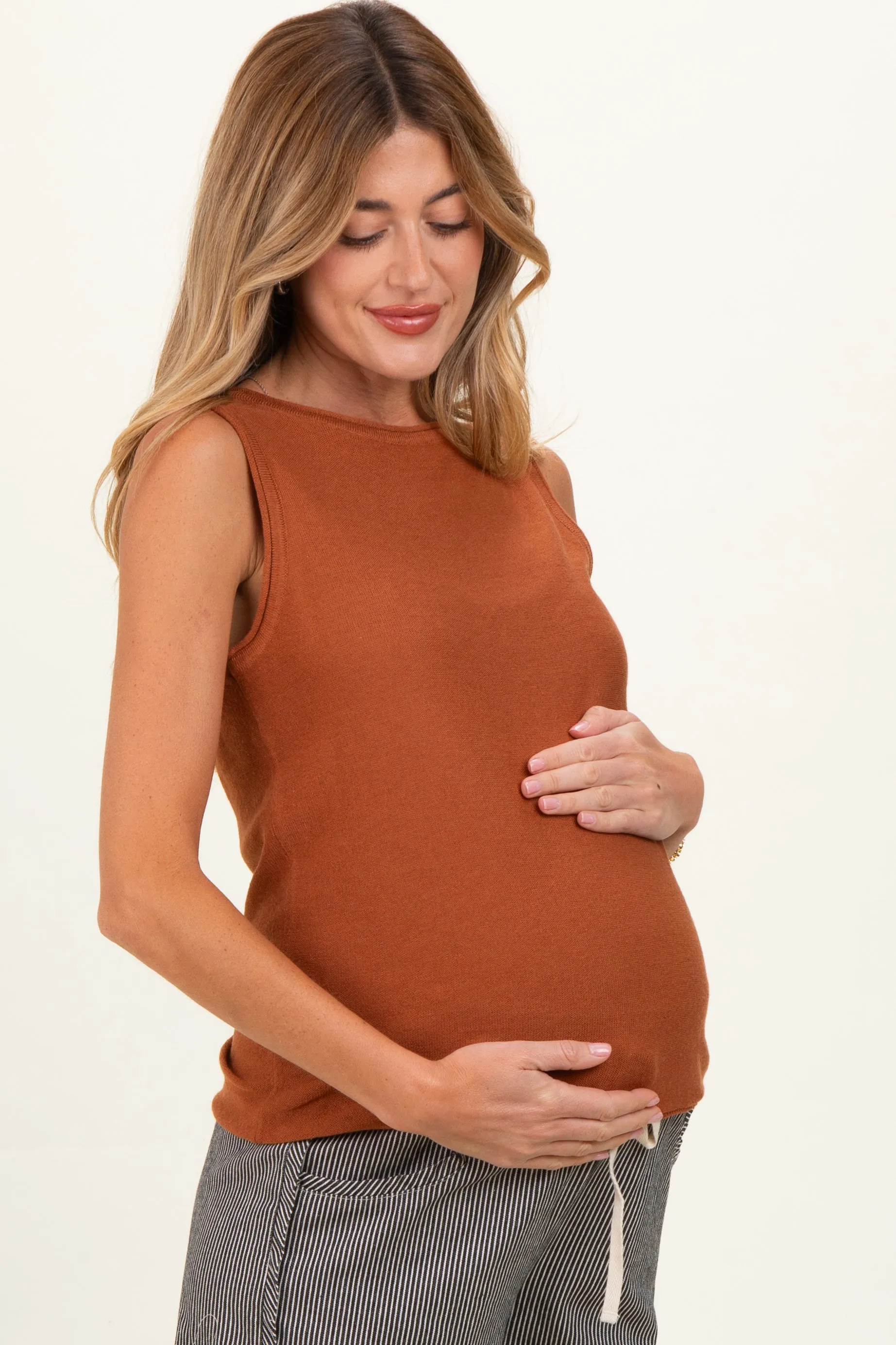 Copper Knit Sleeveless Maternity Top sold by Pinkblush product image thumbnail 2