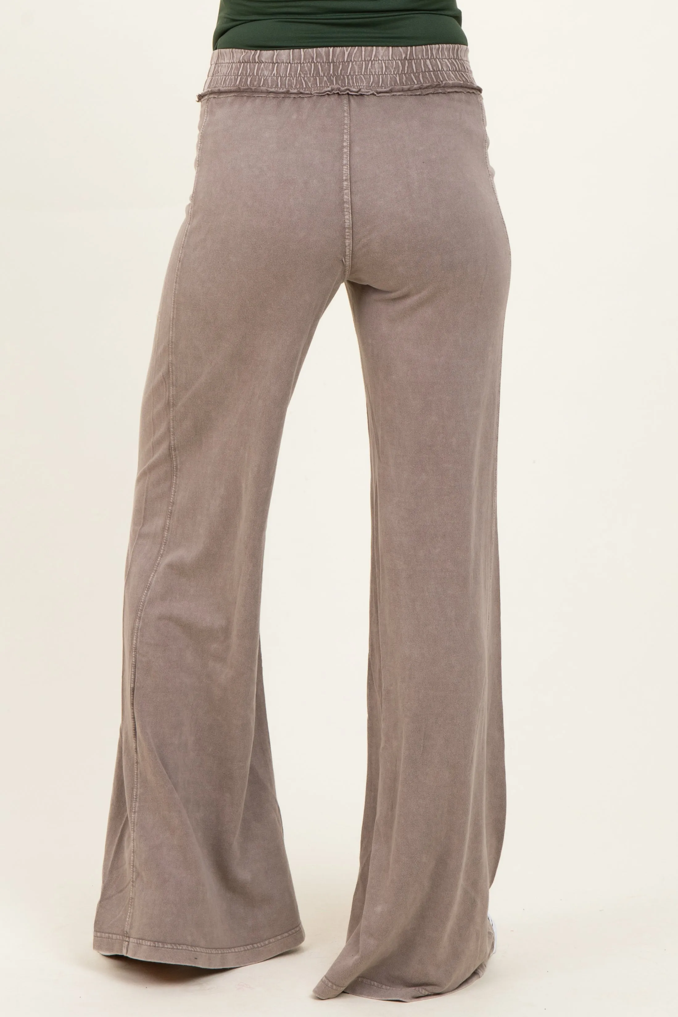 Coffee Mineral Wash Wide Leg Maternity Pants sold by Pinkblush product image thumbnail 5