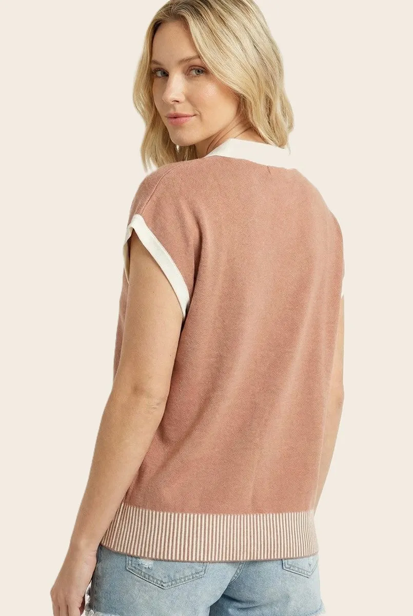 Rust Stripe Trim Collared Top sold by Pinkblush product image thumbnail 3