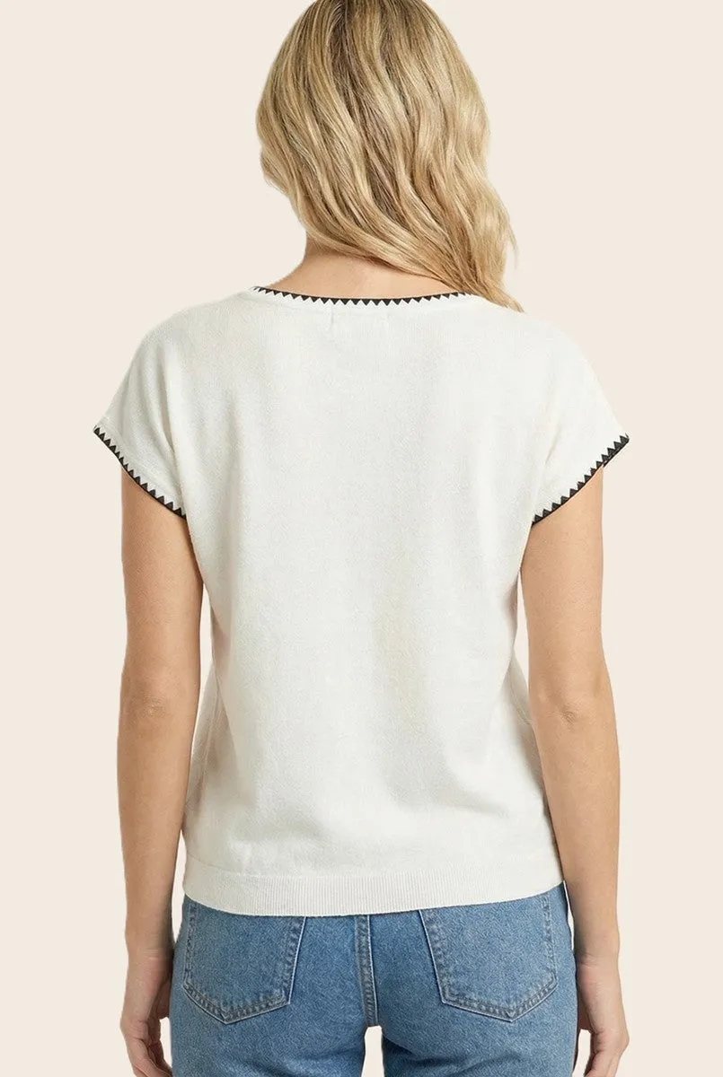 White Contrast Stitch Knit Top sold by Pinkblush product image thumbnail 3