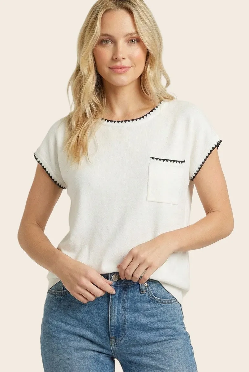 White Contrast Stitch Knit Top sold by Pinkblush product image thumbnail 2