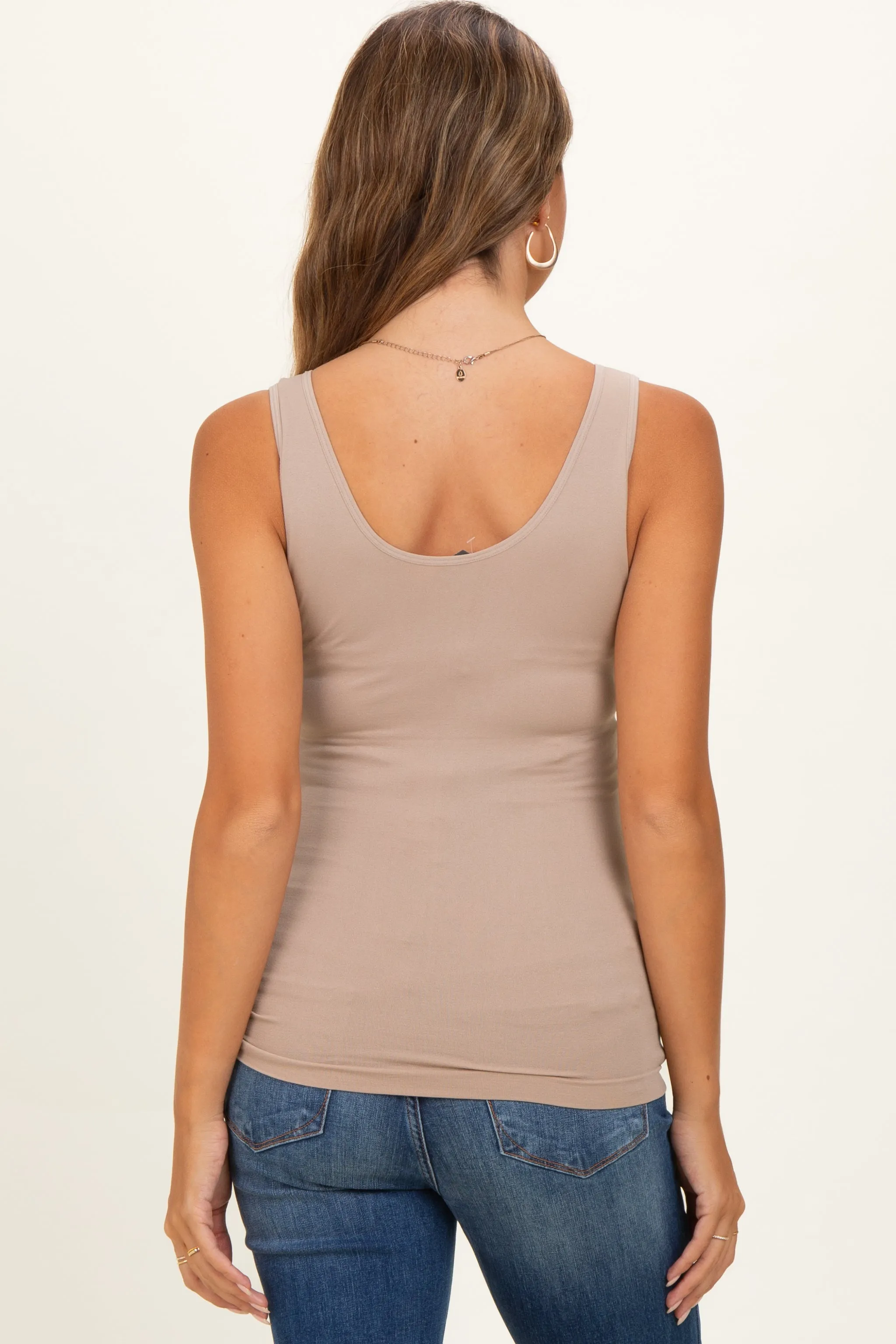 Ash Mocha Sleeveless Fitted Maternity Tank Top sold by Pinkblush product image thumbnail 4