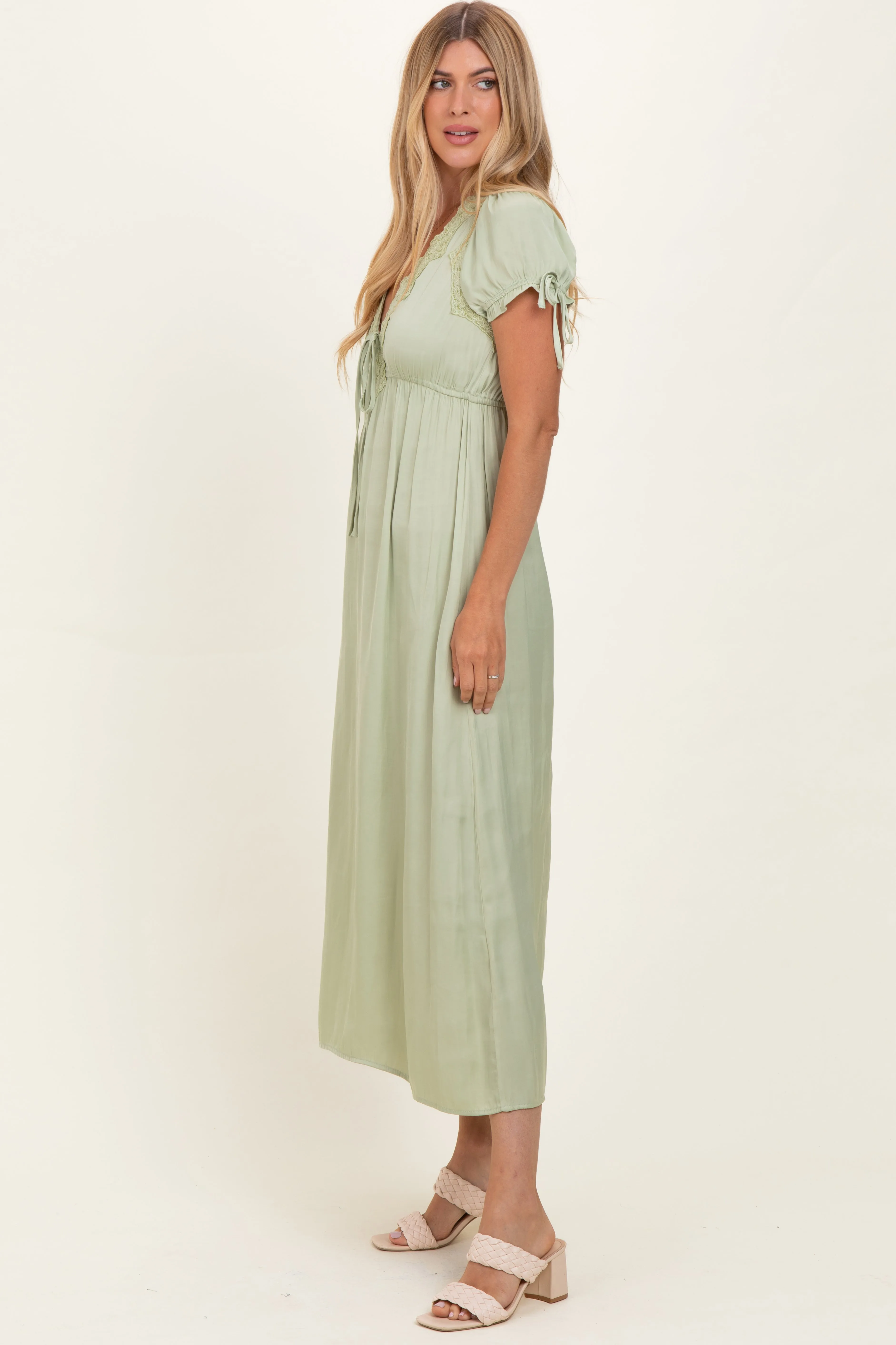 Sage Satin Lace Detail Maxi Dress sold by Pinkblush product image thumbnail 3